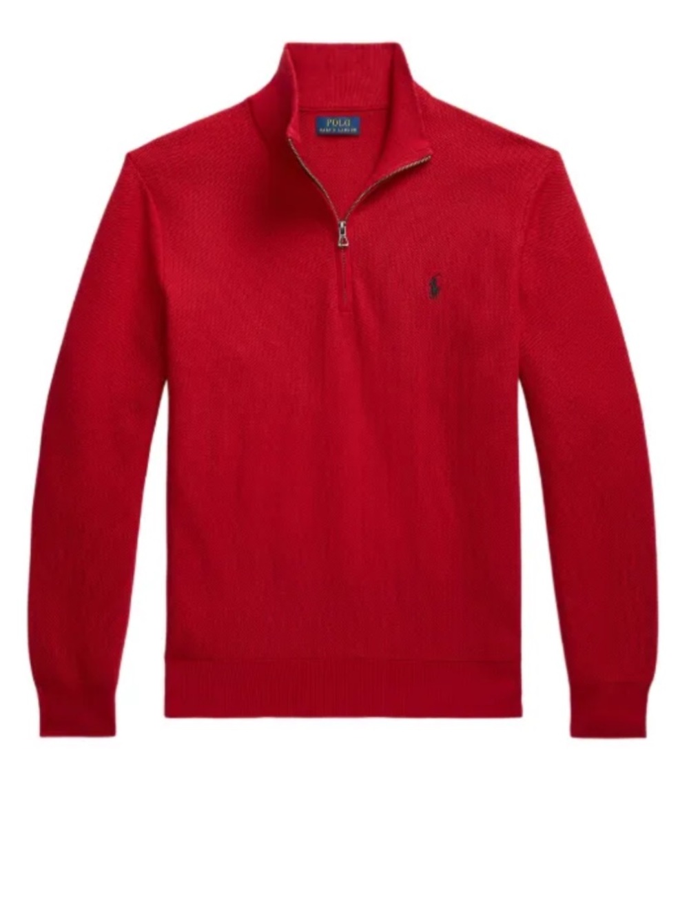 Polo by Ralph Lauren Mesh-Knit Cotton Quarter Zip Sweater Large